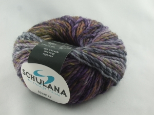 schöne melierte Schurwolle von Schulana: Country Farbe Nr. 30, lila, oliv meliert