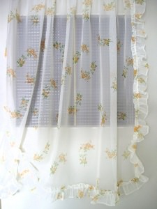 Vintage♥Türgardine♥Scheibengardine♥Voiles mit Blümchen♥aus den 70er Jahren♥