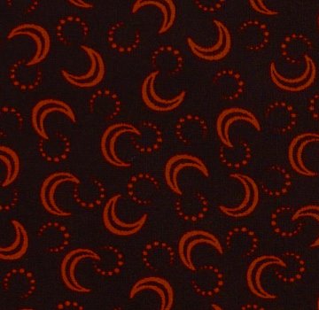 ✂ Patchworkstoff Meterware Moda Fabrics Moons orange Monde auf schwarzem Grund