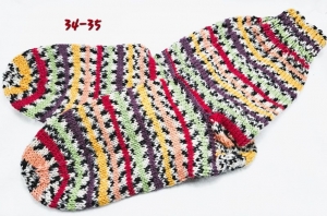 1 Paar handgestrickte Socken, Grösse 34/35, bunt gestreift, Sockenwolle
