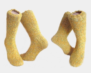 Handgestrickte Socken Gr 40 41 in gelb grün und weiß mit Elastan ♀unisex♂ Verrückte Maschen 3937.180713.132707_47g