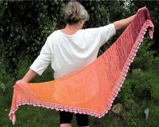 Dreieckstuch Spitze abgerundet Schal Schulterwärmer Hüfttuch ♡Sommertraum♡ gestrickt und gehäkelt Farbverlauf ♡ Verrückte Maschen 3937.180713.214011_69f