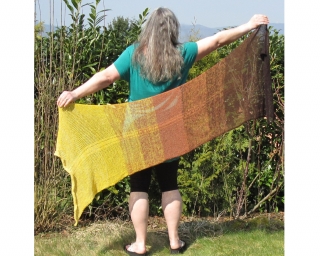 Sommertuch Schal Schultertuch Stola ☀Sonnenblume☀ in Farbverlauf dunkelbraun, hellbraun, sonnengelb, gestrickt ☀ Verrückte Maschen 3937.180713.235518_40i