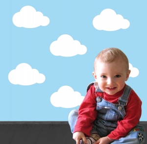 Wandtattoo | Kleine Wolken - weiß -  5 teilig | Wandaufkleber für Kinderzimmer 
