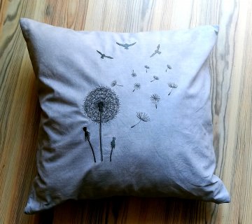 dekorative Kissenhülle in grau, bestickt mit einer Pusteblume 40x40cm 4584.180710.161028_img_20180531_141321