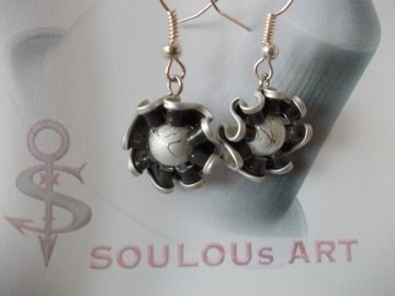 Ohrhänger ♥ Blume anthrazit Wachsperle Nespresso - Kapsel Schmuck upcycling