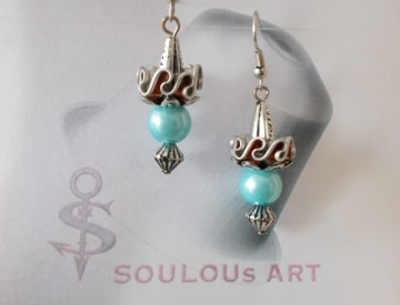 Ohrhänger ♥ Oriental Style hellblau metallic silber Nespresso - Kapsel Schmuck upcycling