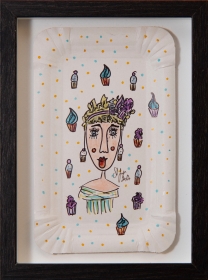 Wanddekoration Papp-Girl handgezeichnet-gemalt Unikat 4762.181031.184152_imgl0375