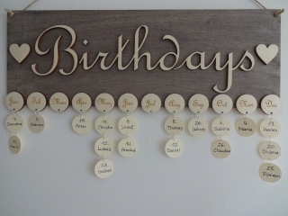 Geburtstagskalender -Birthdays- Holz grau