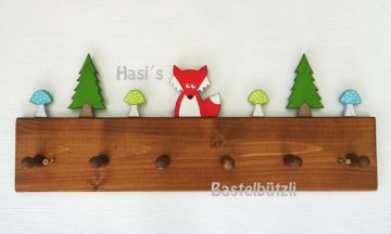 Sofort verfügbar ! Kinder-Garderobe braun ♡ WALD ♡ aus Holz, Hakenleiste