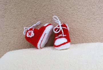 Babyturnschuhe, Babyschuhe,,gehäkelt/gestrickt, 9,5-10 cm für Fußball Fans Polyacryl 5126.180721.200335_rbleipzig2