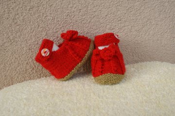 Babyschuhe,Baby Ballerina,Babyslipper ,gestrickt, rot Polyacryl, 9,5-10,0 cm,dehnbar 5126.180722.110057_dsc03303