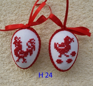 Osterdeko, Kreuzstich Osterei, ♥ Oster Motiv ♥ Handgestickt, rot-weiß 6cm 5126.181230.162042_h241