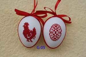 Kreuzstich Osterei Handarbeit gestickt ★ Oster Motiv ★ 9cm, rot weiß, 5126.181230.172110_g051