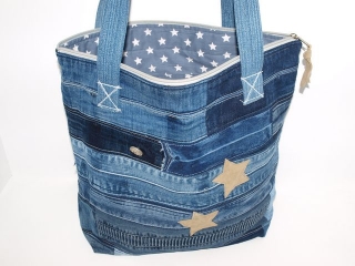 Jeanstasche Stars upcycling Tasche aus used Jeans handgemacht