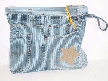 Jeans Clutch upcycling aus used Jeans handgemacht