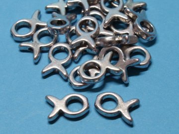 Fisch, ca. 13 x 9 mm, silberfarben, 20 Stück