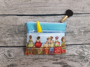 Geldbeutel, Schminktasche, Mäppchen, Universaltäschchen mit Extrafach Fruit Ladies, blau