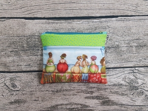 Geldbeutel, Schminktasche, Mäppchen, Universaltäschchen mit Extrafach Fruit Ladies, grün
