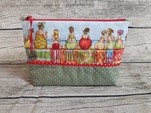 Kosmetiktasche, Kulturbeutel, Schminktasche mit Innenfächern   witzige Fruit Ladies