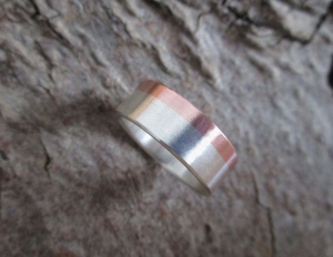 -Zwei Farben- Kupfer-Silber-Ring Bandring