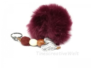 Taschenanhänger, Schlüsselanhänger, Filznoppe, Holzperlen, Pompom, Pommel, Puschel, Kunstfell, Fellpuschel, Fellbommel, Wechselanhänger