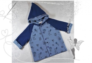 Einzigartige Baby-Jacke,Gr.56,blau mit Strichmännchen