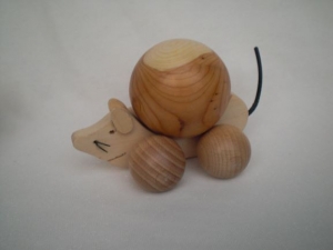 kleine Maus aus Holz, gedrechselt, zum Rollen oder Schieben, kaufen  