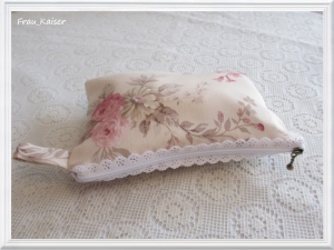 Täschchen Mäppchen Stiftetasche Schmucktasche Schminktasche Große Rosen Beige Altrosa