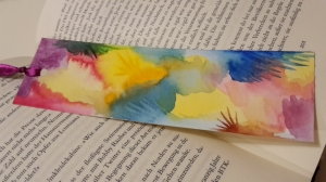 Handgemaltes Aquarell-Lesezeichen Bunt mit Wunschname