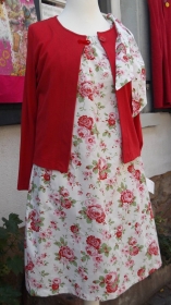 Handgefertigtes Kleid mit Rosenmuster in A-Linie aus reiner Baumwolle kaufen