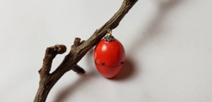 handgefertigtes Keramikei mit Vögeln, Farbe rot, einfach schön anzusehen, 3,0 cm groß, Hier geht´s zum Shop