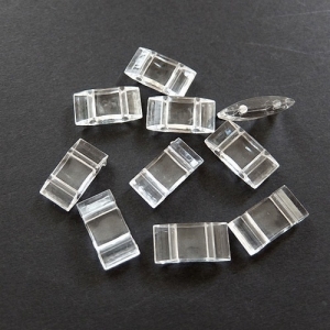 10x Trägerperlen aus Acryl mit zwei Fädellöchern, kristall klar, zum Umfädeln mit Delicas oder Rocailles, für Ketten, Armbänder, Anhänger usw. 9647.190331.162121_tpkristall