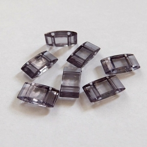10x Trägerperlen aus Acryl mit zwei Fädellöchern, grau transparent, zum Umfädeln mit Delicas oder Rocailles, für Ketten, Armbänder, Anhänger usw. 9647.190331.171300_tpgrau