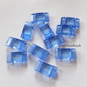 10x Trägerperlen aus Acryl mit zwei Fädellöchern, hellblau, blau, saphire, zum Umfädeln mit Delicas oder Rocailles, für Ketten, Armbänder, Anhänger usw. 9647.190331.175413_tpsafirblau