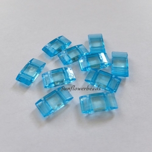 10x Trägerperlen aus Acryl mit zwei Fädellöchern, türkis, blau türkis, zum Umfädeln mit Delicas oder Rocailles, für Ketten, Armbänder, Anhänger usw. 9647.190331.175835_tptrkis