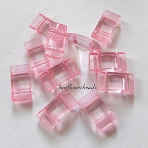 10x Trägerperlen aus Acryl mit zwei Fädellöchern, rosa, zum Umfädeln mit Delicas oder Rocailles, für Ketten, Armbänder, Anhänger usw. 9647.190331.180637_tprosa