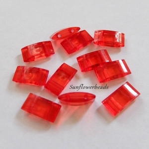 10x Trägerperlen aus Acryl mit zwei Fädellöchern, rot, zum Umfädeln mit Delicas oder Rocailles, für Ketten, Armbänder, Anhänger usw. 9647.190331.180921_tprot